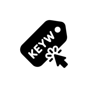 Minimalist Black Keyword Tag with Mouse Click Icon Shape Element vector