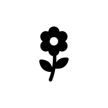 sencillo sólido flor con vástago y hojas forma elemento icono vector