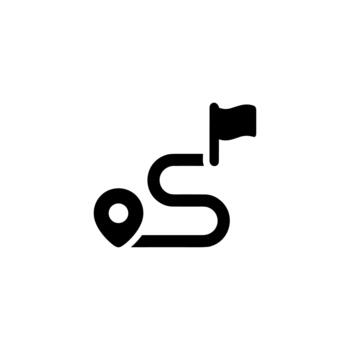 Simple Flat Design Route Destination with Flag and Point Location Icon vector