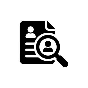 sencillo sólido currículum buscar icono con aumentador vaso diseño elemento vector