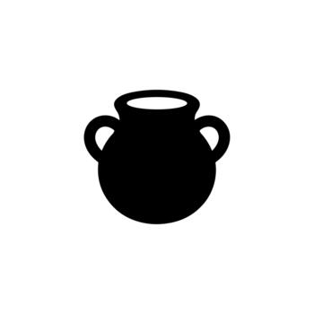 Simple Silhouette Clay Pot with Handle, Ancient Container Icon vector