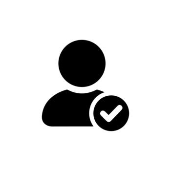 sencillo negro usuario con cheque marca firmar símbolo icono diseño vector