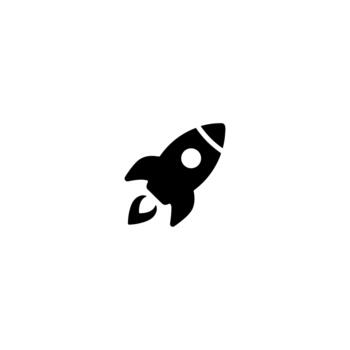 Simple Bold Rocket Launch Start Up Project Icon Symbol Graphic vector