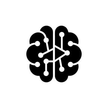 Minimalist Style Simple Brain Connection Icon Sign Shape Graphic vector