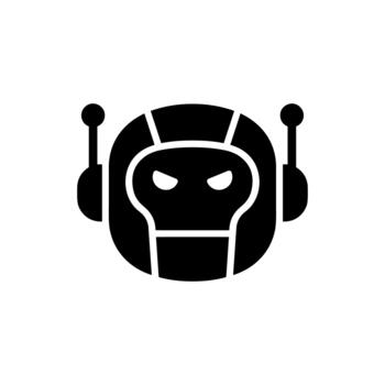 minimalista glifo robot cara con antena tecnología artificial inteligencia icono vector