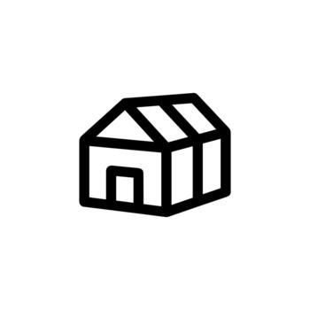 Minimalist Outline Simple House Structure Architecture Building Construction Icon vector