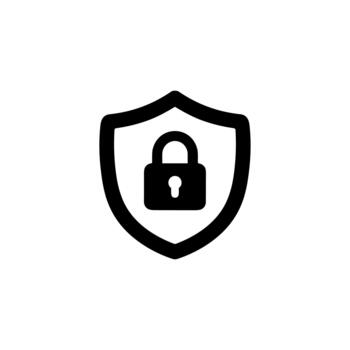 Outline Simple Shield Padlock Sign Shape Icon for Security Concept vector