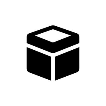 Simple Minimalist Outline Cube Shape Icon Illustration Graphic Element vector