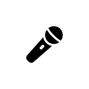 Simple Black and White Isolated Microphone Broadcasting Device Icon Element vector