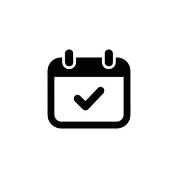 Simple Black Line Calendar with Check Mark Icon for Schedule vector