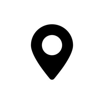 sencillo plano negro mapa alfiler ubicación puntero símbolo icono vector