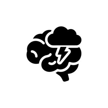 Simple Solid Brainstorming Concept with Cloud and Lightning Symbol Icon vector
