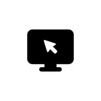 Minimalist Silhouette Computer Monitor with Arrow Cursor Pointer Symbol Icon vector