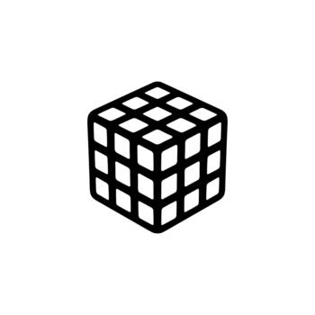 Simple Line Art Rubik's Cube Puzzle Outline Shape Icon Symbol vector
