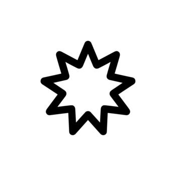 Simple Outline Shape Starburst Icon with Eight Points Black Color vector