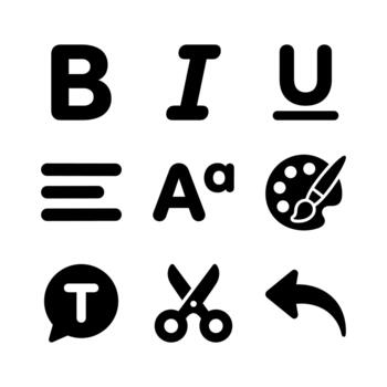 negro y blanco sólido negrita editor solicitud funcionalidad herramientas glifo icono conjunto vector