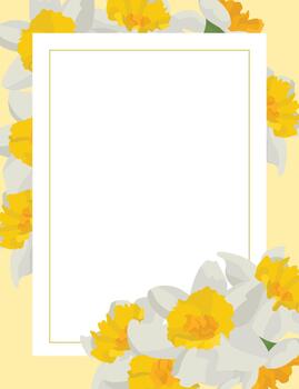 primavera amarillo marco con narciso flores en antecedentes floral diseño vector