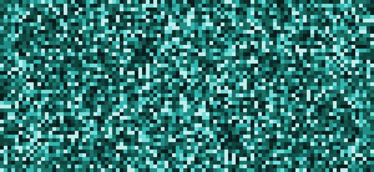 Abstract pixel background.Digital static noise texture in monochrome teal and cyan. Geometric square pattern. Technology, glitch effect or retro 8bit concept for a banner vector