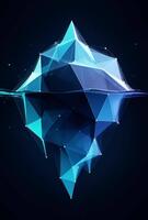astratto poligonale iceberg galleggiante nel buio acqua riflettendo suo nascosto profondità simboleggiante potenziale sfide e nascosto complessità nel un' digitale w video