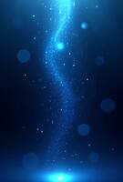 abstrakt ström av lysande partiklar strömmande i en mörk blå miljö skapande en magisk och eterisk humör med bokeh effekter och ljus balkar video