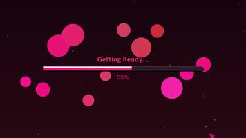 Progress bar with loading text and colorful circles on dark background for design projects and website development video