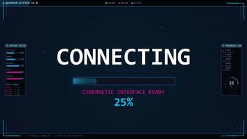 ansluter cybernetiska gränssnitt med framsteg och systemet status visas video