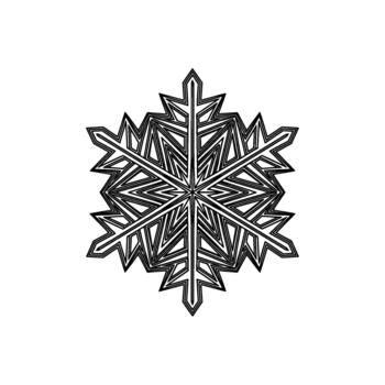 un sorprendentes monocromo geométrico copo de nieve ilustración con agudo angular bordes y intrincado simétrico línea Arte vector