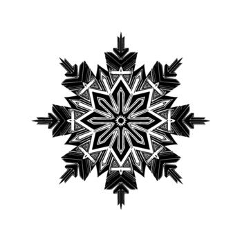 Intricate geometric snowflake illustration with sharp angular edges and symmetrical crystalline patterns isolated vector