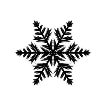 un sorprendentes silueta de un soltero geométrico copo de nieve con agudo cristalino ramas simétricamente arreglado vector