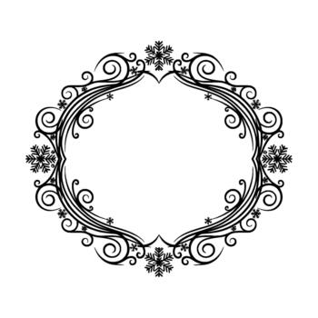 florido decorativo oval marco con intrincado arremolinándose volutas y detallado copo de nieve adornos aislado vector