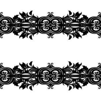 Intricate ornamental border featuring repeating symmetrical baroque scrollwork and stylized floral elements isolated vector