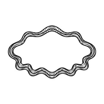 Intricate line art decorative oval border with wavy organic edges and repeating geometric patterns vector