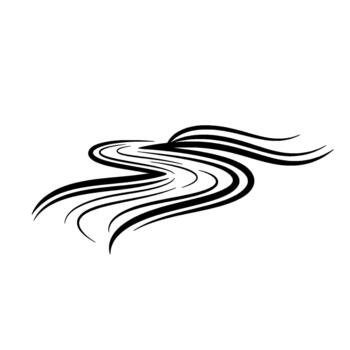 resumen tinta estilizado río fluir con dinámica curvas y agudo puntos finales aislado vector