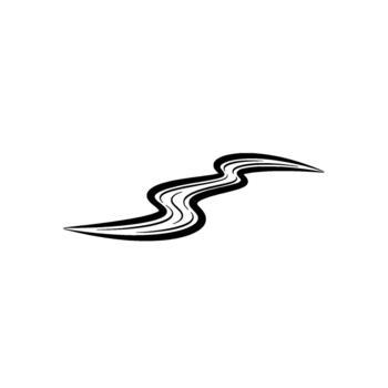 Minimalist abstract brush stroke depicting a dynamic flowing river or wave curve vector