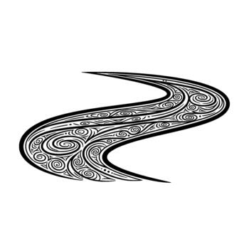 A decorative abstract curvilinear featuring intricate spiral patterns and flowing lines isolated vector