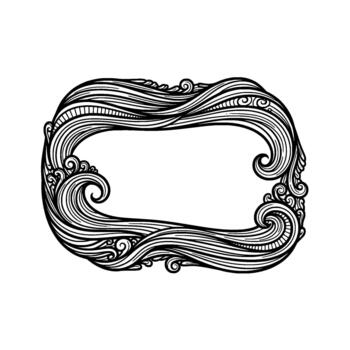 A sophisticated and elegant ornamental scrollwork frame with flowing wave like designs and intricate swirling patterns isolated vector
