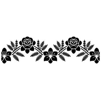 un sofisticado frontera presentando un repitiendo modelo de estilizado rosas y sencillo cinco pétalos flores intercalado con como un helecho follaje elementos vector