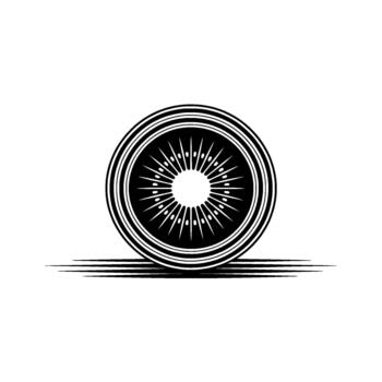 Stylized representation of a kiwi fruit slice with concentric circles and radiating seedlike patterns vector