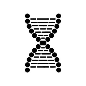 un minimalista representación de un adn doble hélice estructura compuesto de puntos y horizontal líneas vector