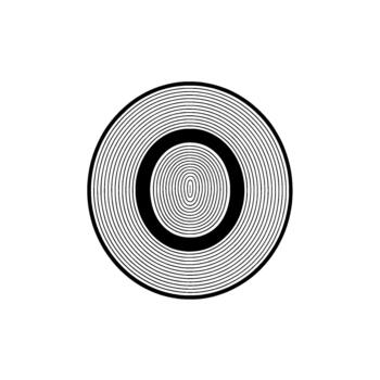 A striking minimalist abstract featuring a bold ring surrounding a tightly packed series of concentric contour lines creating an optical illusion effect vector