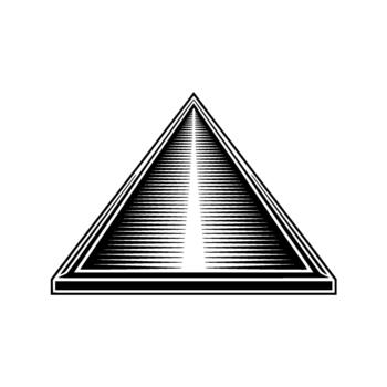 Abstract geometric triangular prism rendered in stark line art with optical illusion shading vector