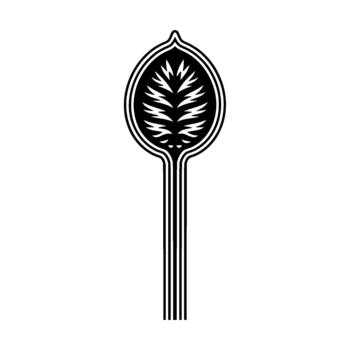 Stylized abstract feather or leaf emblem with parallel lines vector