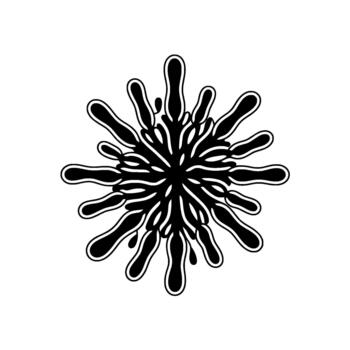 A symmetrical ink splash resembling a stylized starburst or snowflake shape with rounded fluid tentacles vector