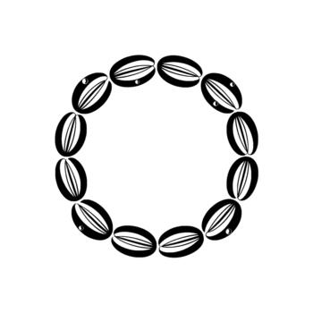 A seamless circular pattern composed of oval shapes with thin inner lines and small silver accents vector