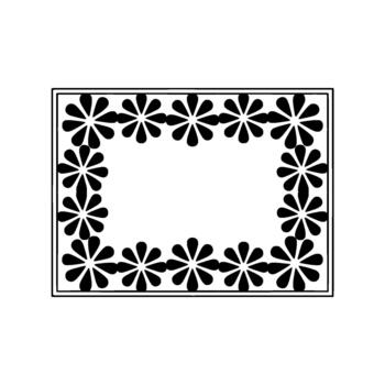 un minimalista frontera presentando un repitiendo modelo de estilizado ocho pétalo flores rodeando un central blanco rectangular marco vector