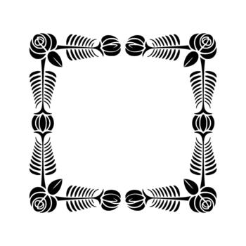 resumen ornamental cuadrado marco compuesto de estilizado Rosa flores y hueso me gusta estructuras vector