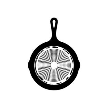 minimalista resumen silueta de un circular emitir hierro fritura pan con concéntrico onda modelo vector