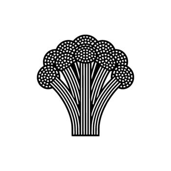 Stylized illustration of a broccoli head composed of radiating concentric circles and parallel lines vector