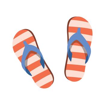 Flip Flops Pair in Minimalist Top-Down View on White Background vector