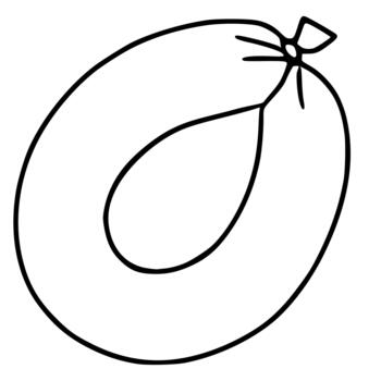 un sencillo negro línea ilustración de un anillo conformado salchicha atado con un cuerda a el cima. vector